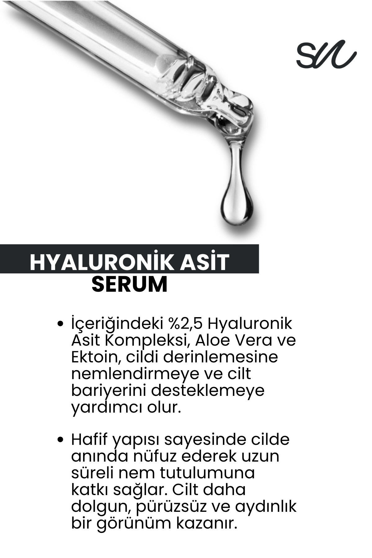 Derin Nemlendirici, Aydınlatıcı, Bariyer Güçlendirici Hyaluronik Asit Serum