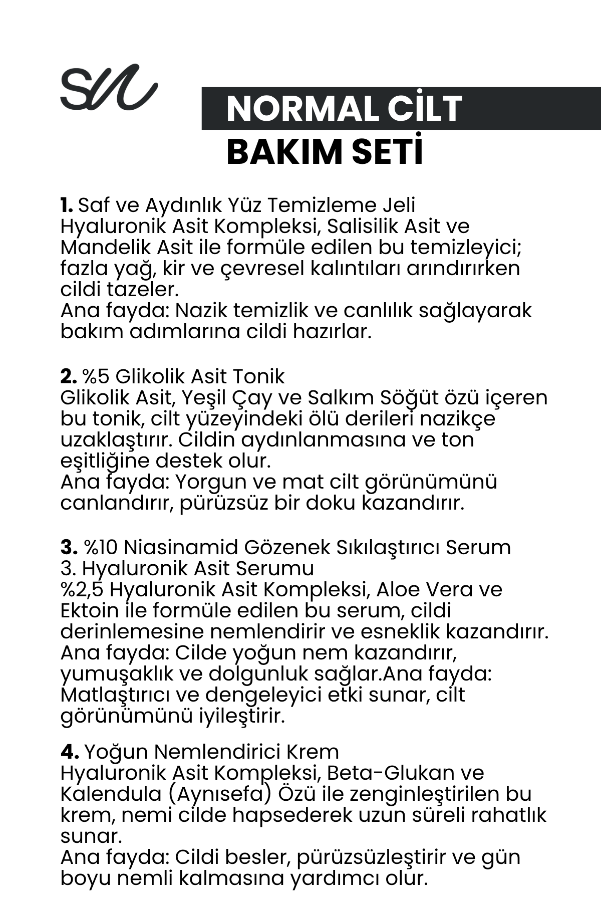 Normal Ciltler için Cilt Bakım Seti