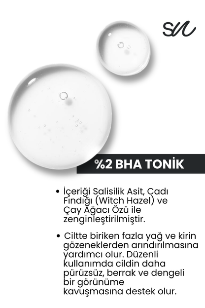 Gözenek Sıkılaştırıcı, Siyah Nokta Karşıtı ve Arındırıcı %2 BHA Tonik