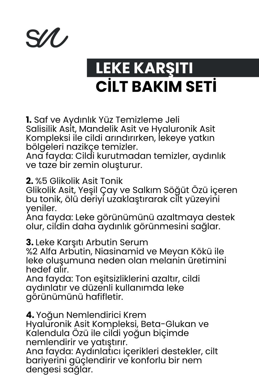 Leke Karşıtı Cilt Bakım Seti