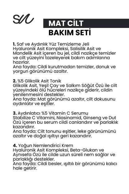 Mat Ciltler için Cilt Bakım Seti