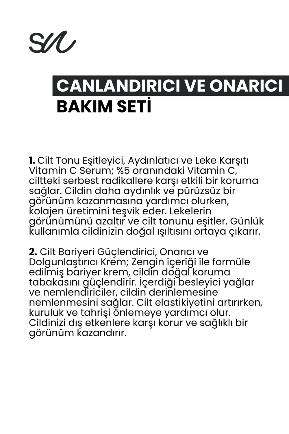 Canlandırıcı ve Onarıcı Cilt Bakım Seti