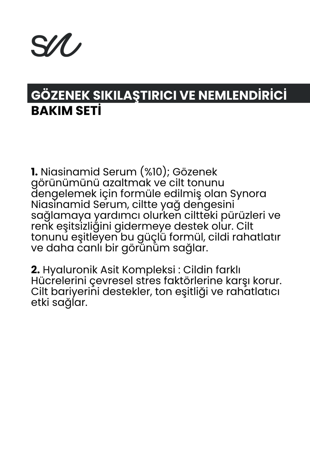 Gözenekleri Sıkılaştırıcı ve Nemlendirici Cilt Bakım Serum Seti